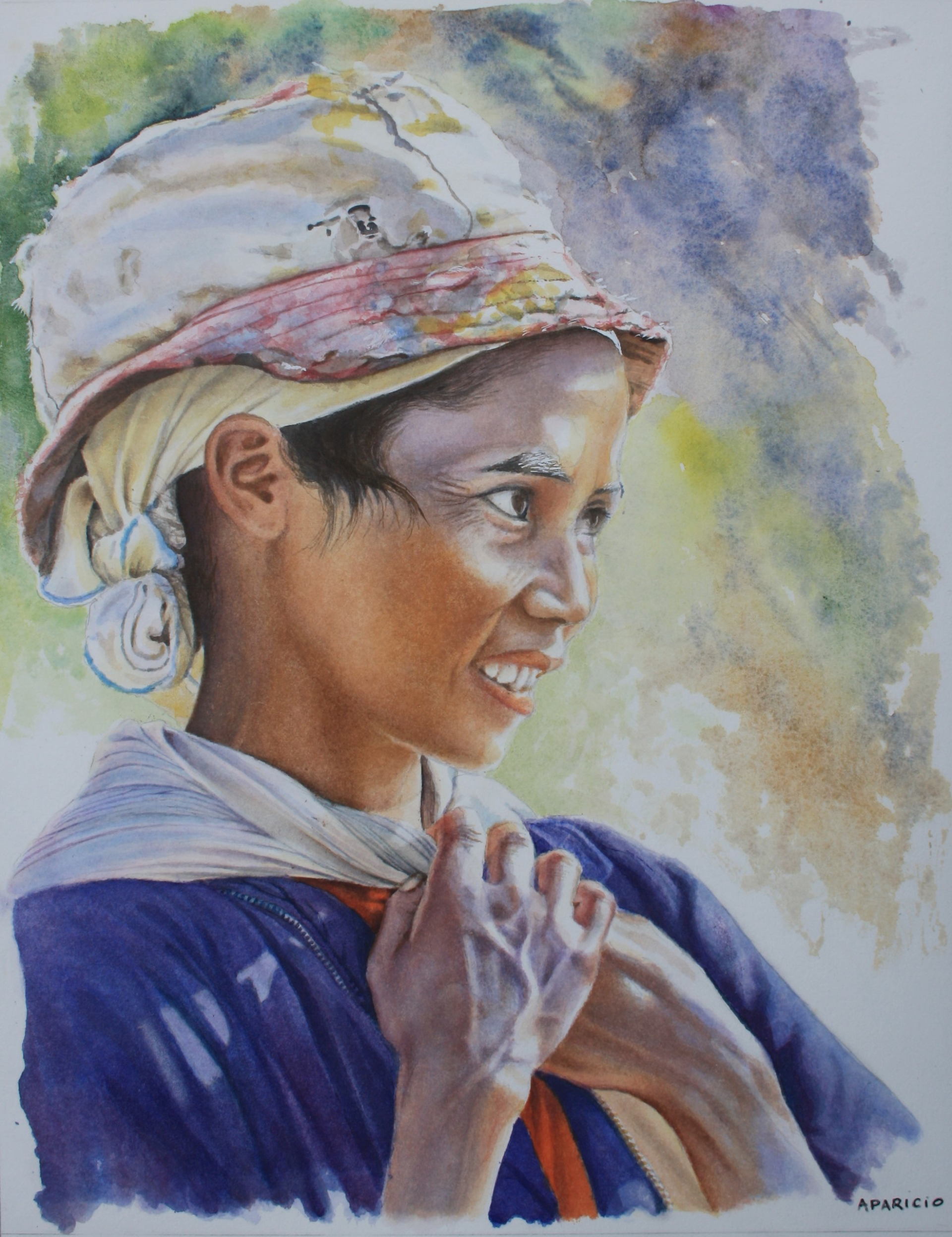 Enfant au bonnet fleuri