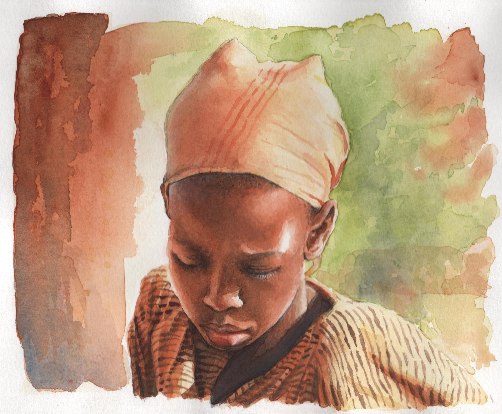 Enfant au foulard ocre