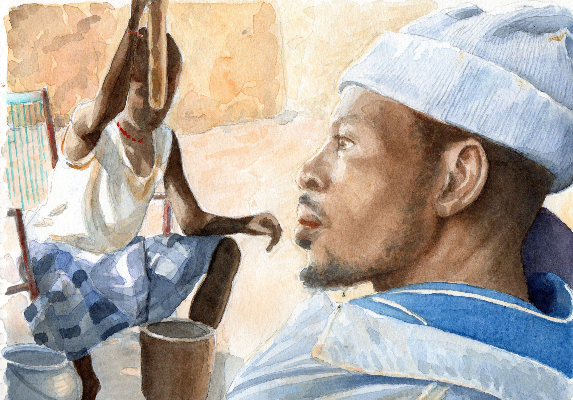 Homme au bonnet bleu ciel