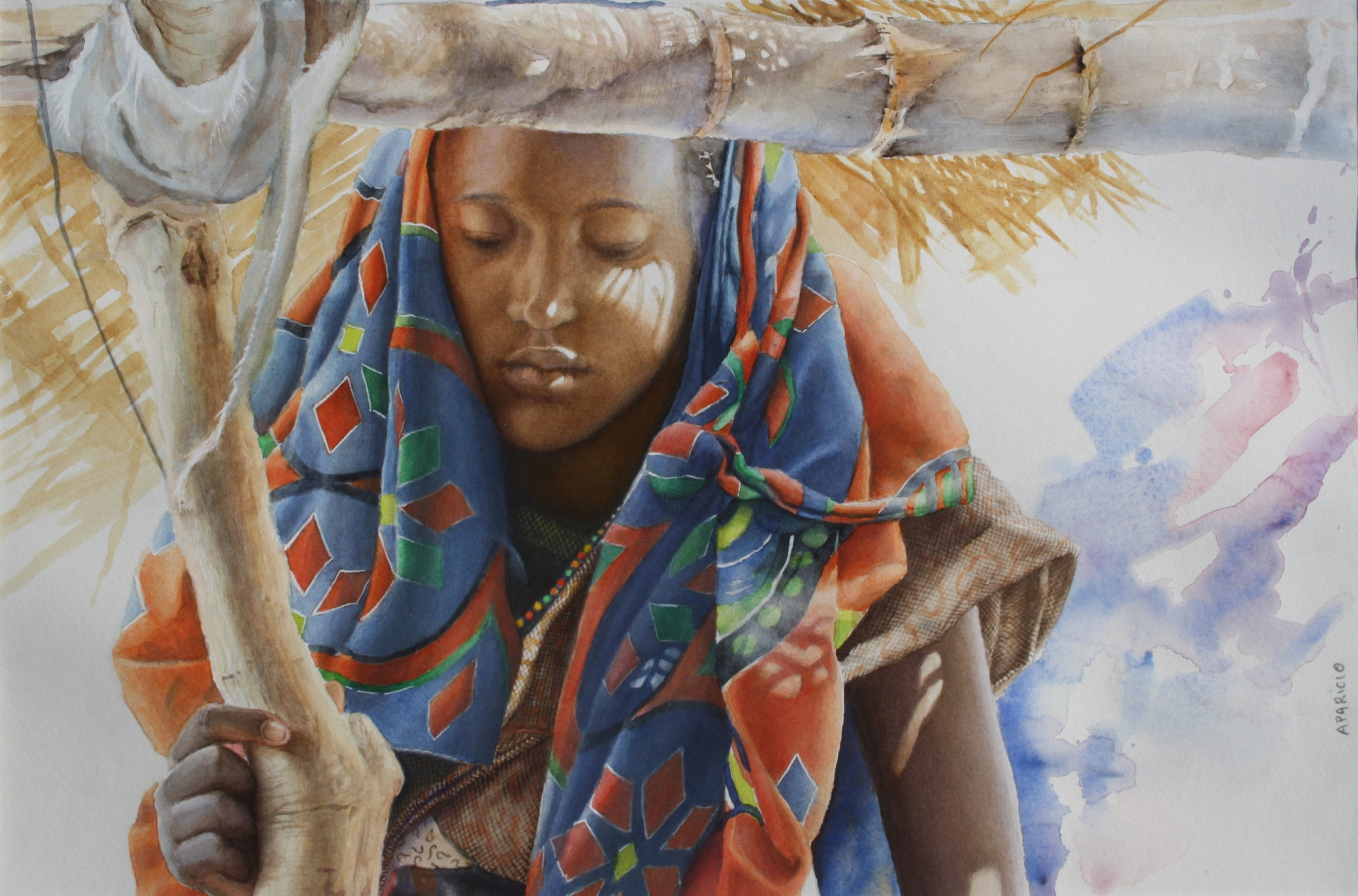 Jeune femme au foulard coloré