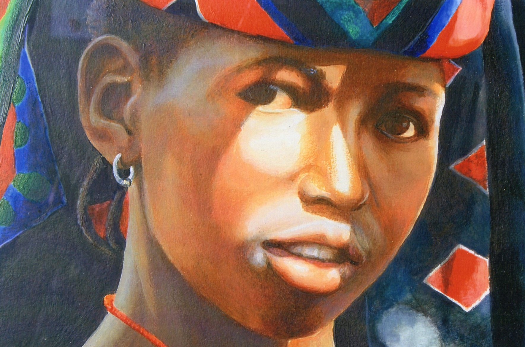 Jeune femme au foulard rouge