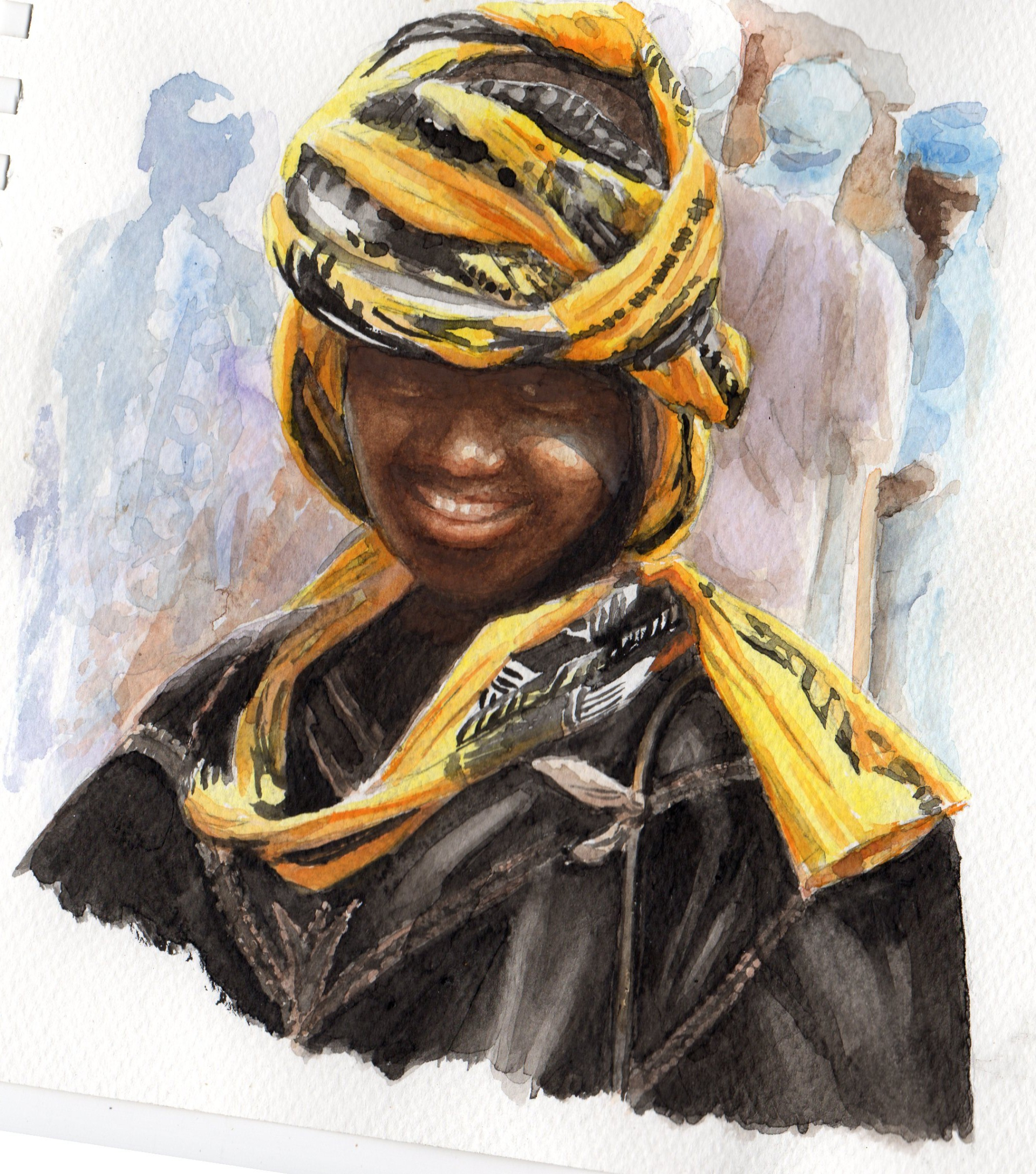 Jeune femme au turban jaune