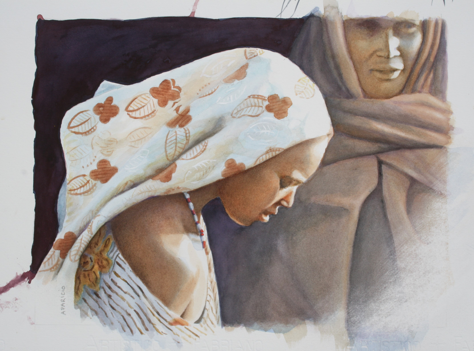 Jeune fille au foulard fleuri